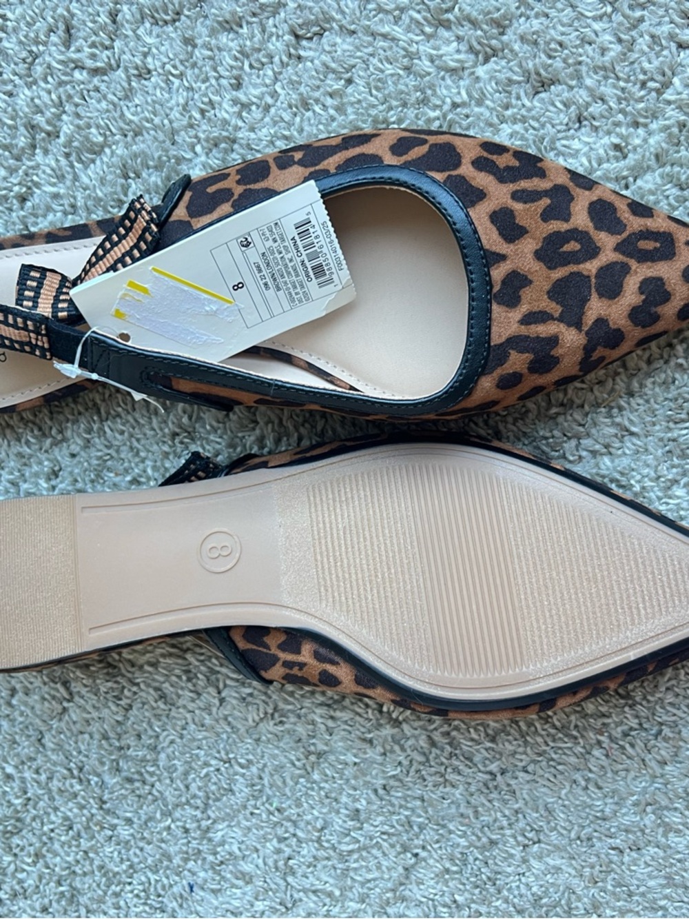 A new day Leopard Print Slingback Pointed Flats - Brown/Black. Size 8 - Picture 3 of 3